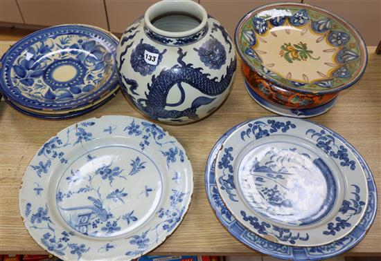 A collection of Delft and other pottery